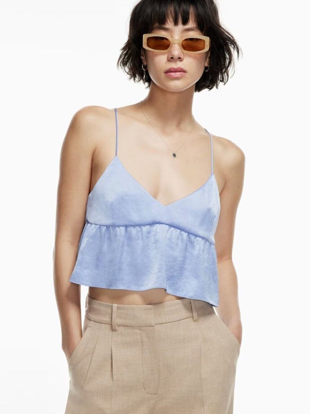 Aritzia Wilfred Lover Light Blue Satin Camisole